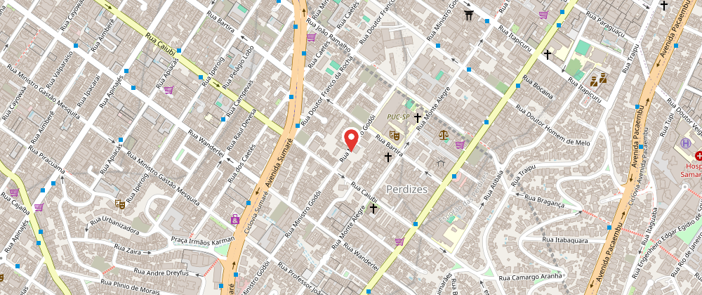 Mapa da localização da Fera Fofa na Rua Ministro Godói, 1152, Perdizes, São Paulo